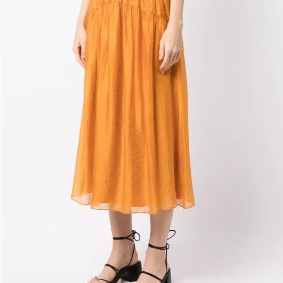 Vince smocked-waist high-waisted skirt orange Size S/P - Picture 5 of 12